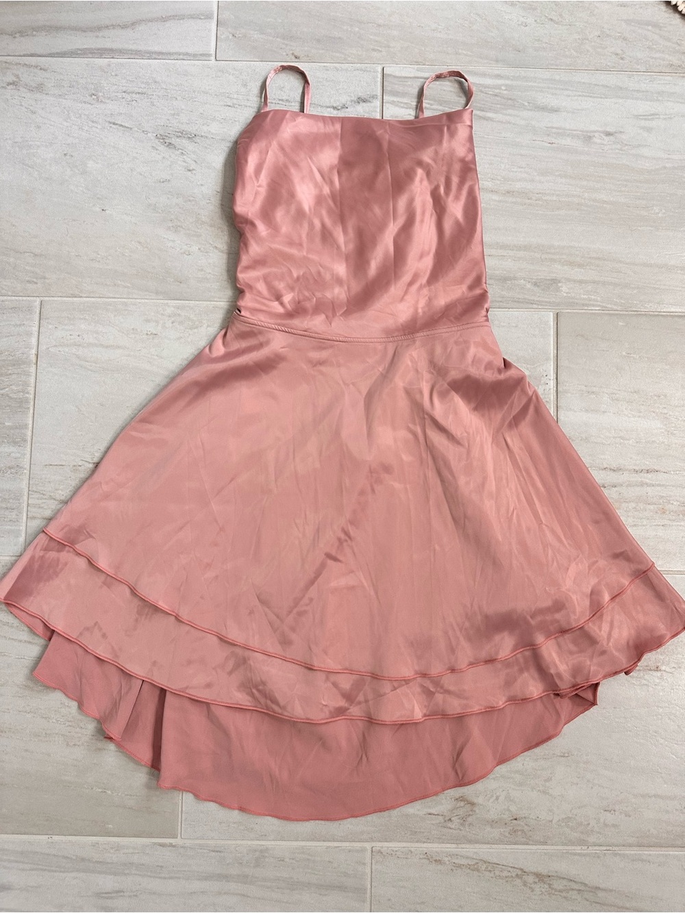 HALARA Dusty Pink Satin High-Low Slip Skirt
